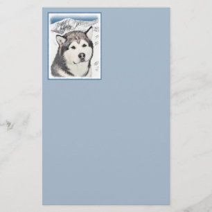 Papelaria Pintura de Malamute no Alasca - Arte de Cachorro O