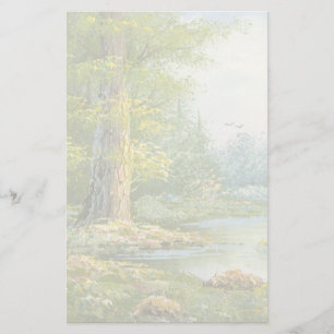 Papelaria Pintura de uma floresta com rio