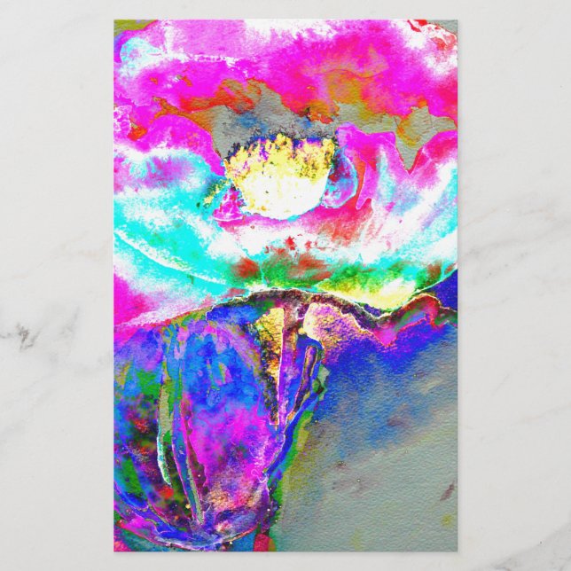 Papelaria Pintura floral cor-de-rosa-abstrato elegante (Frente)