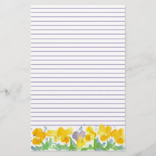 Papelaria Pintura floral da aguarela dos Pansies amarelos