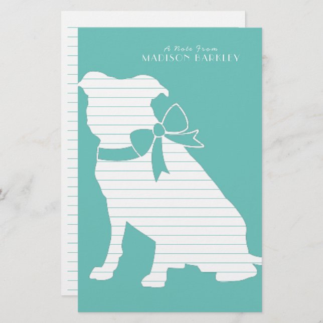Papelaria Pit Bull Dog Puppy Pitbull Stationery (Frente/Verso)