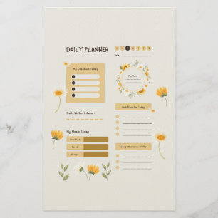 Papelaria Planejador Diário Floral com Girassóis e Margarida