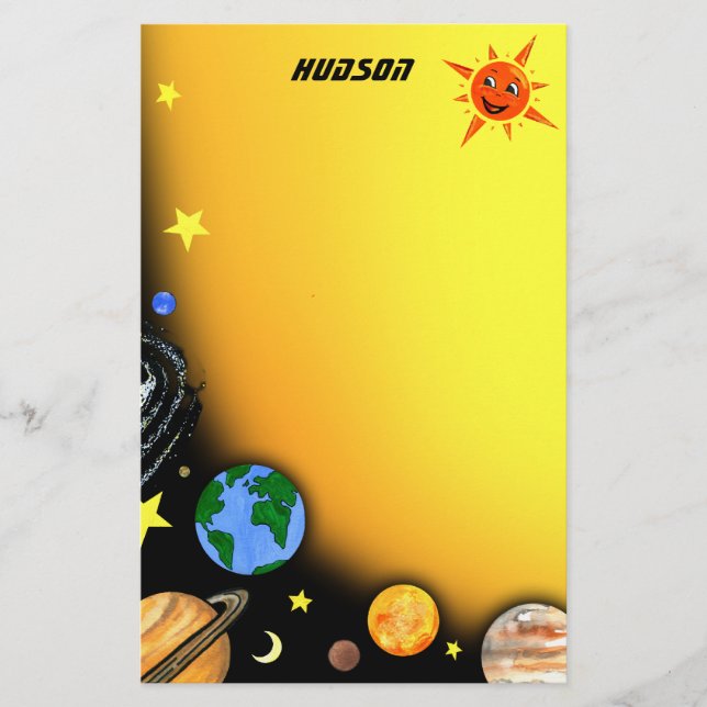 Papelaria Planetas e espaço felizes (Frente)