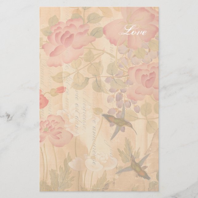 Papelaria Poema floral das flores dos rosas das glicínias (Frente)