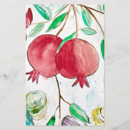 Papelaria Pomegranato fruta vermelho Tropical Aquarela