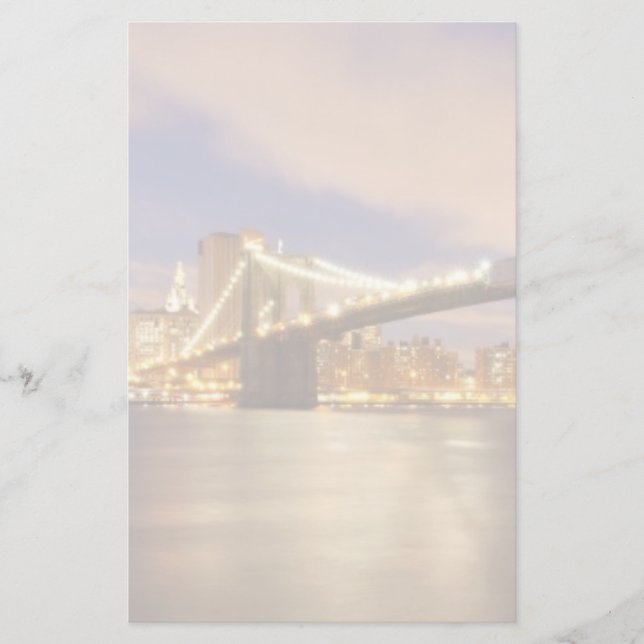 Papelaria Ponte Brooklyn e Manhattan à noite. (Frente)