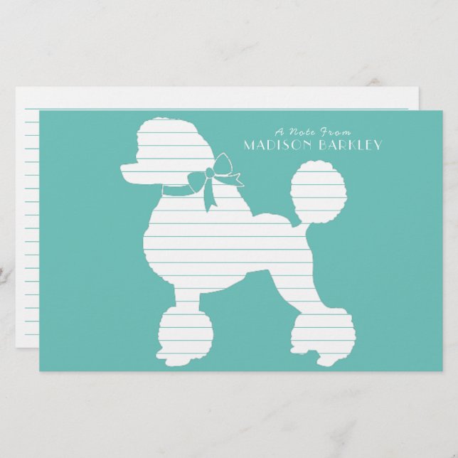 Papelaria Poodle Dog Puppy Silhouette (Frente/Verso)
