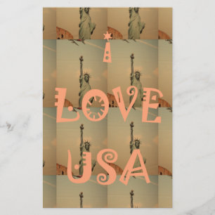 Papelaria Pop-Art Patriótico: "I Love USA" Graphic Art Desig