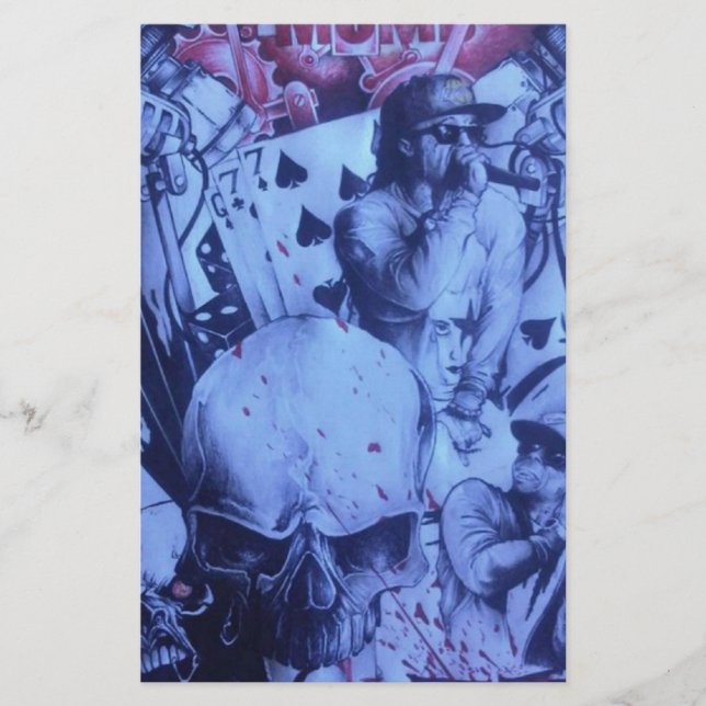 Papelaria Pop Músicos Impressão de Arte Roxo Azul (Frente)