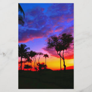 Papelaria Pôr do Sol Azul Vermelho Palmeiras Exóticas da Pra
