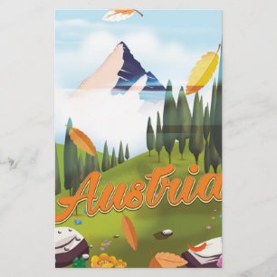 Papelaria Poster de viagens de desenho animado austríaco