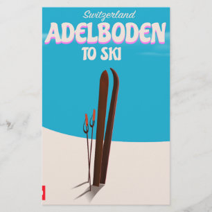 Papelaria Poster de viagens de esqui de Suiça Adelboden