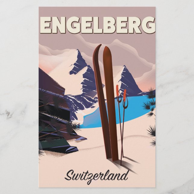 Papelaria Poster de viagens de Esqui Suiça Engelberg (Frente)
