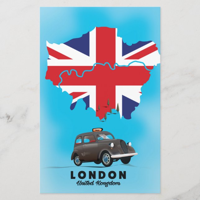 Papelaria Poster de viagens de mapa ilustrado de Londres (Frente)