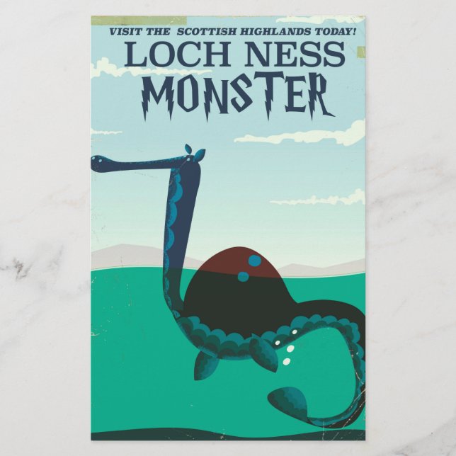 Papelaria Poster de viagens engraçado Loch Ness Monster (Frente)
