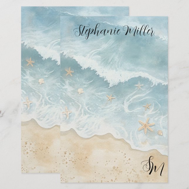 Papelaria Praia Aquarela (Frente/Verso)