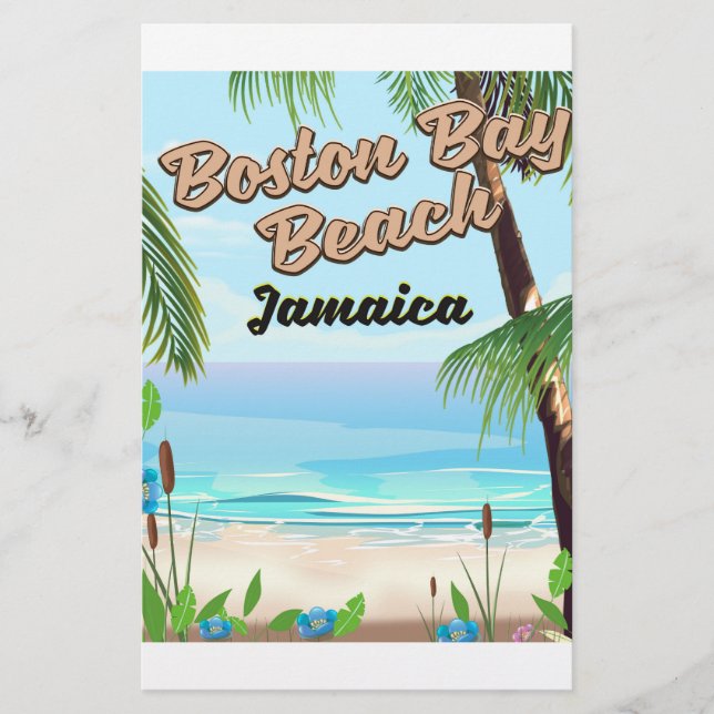 Papelaria Praia da baía de Boston, Jamaica (Frente)