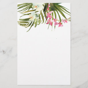 Papelaria Praia Orquídea Floral Branca Rosa Tropical Branca 
