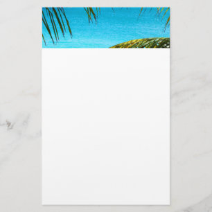 Papelaria Praia Tropical Azul com Palm Fronds Foto