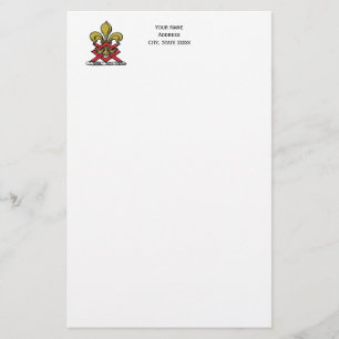 Papelaria Preppy Dourado Red Heraldic Crest Fleur de Lis Emb