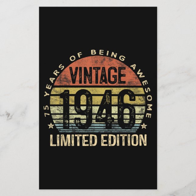 Papelaria Presentes De 75 Anos Vintage 1946 Aniversário (Frente)