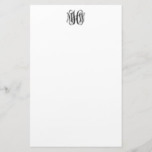 Papelaria Preto 3 Inicial Vinha Script Monograma DIY BG Stat
