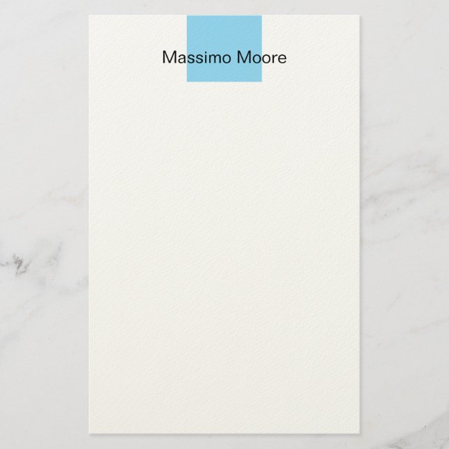 Papelaria Preto Azul Branco Simples Elegante Nome Próprio (Frente)