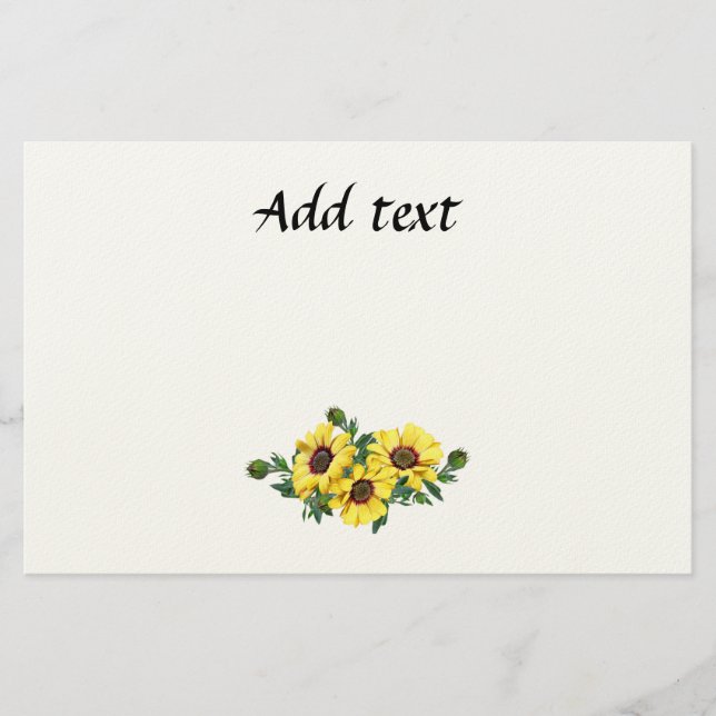 Papelaria Pretty Yellow Sunflower Arrangement template (Frente)