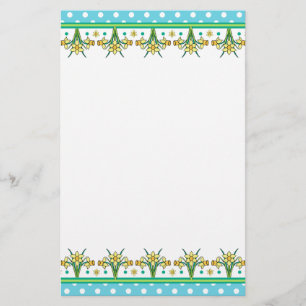 Papelaria Primavera Daffodil Border e Bolinhas Stationery
