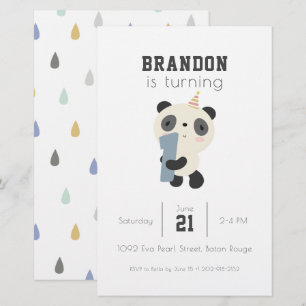 Papelaria Primeiro Convite de Aniversário para Panda Cuta Pe