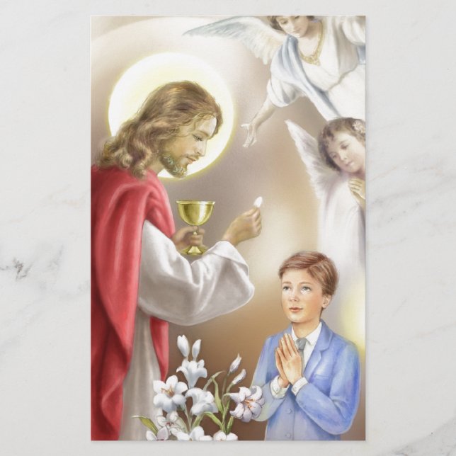 Papelaria Primeiro menino do comunhão santamente (Frente)