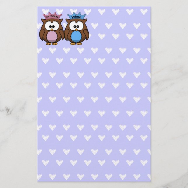 Papelaria princesa e príncipe da coruja gêmea (Frente)