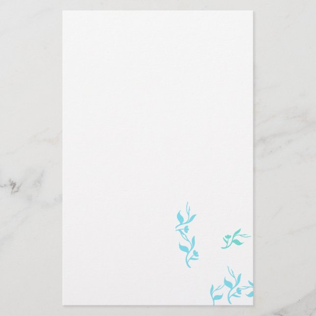 Papelaria Produto Padrão Turquesa White Leaves (Frente)