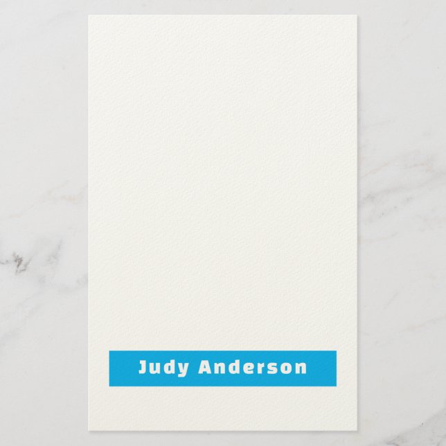Papelaria Professional Plain Modern Elegant Name Blue White (Frente)