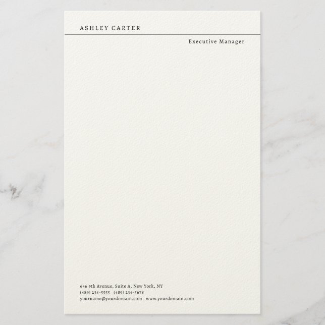 Papelaria Profissional branco simples minimalista moderno el (Frente)