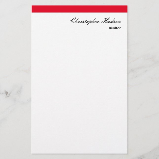 Papelaria Profissional Simples Plano Imóvel Vermelho Branco (Frente)