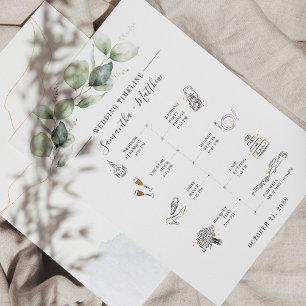 Papelaria Programa Itinerário de Casamento de Ícones Moderno