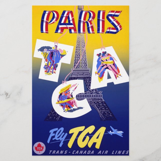 Papelaria Publicidade à Viagem aérea da Torre Eiffel de Pari (Frente)