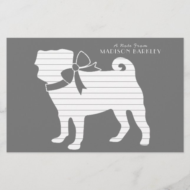 Papelaria Pug Dog Puppy Stationery (Frente)