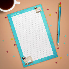 Papelaria Pug e Rosa seu nome Slogan Cute Dog