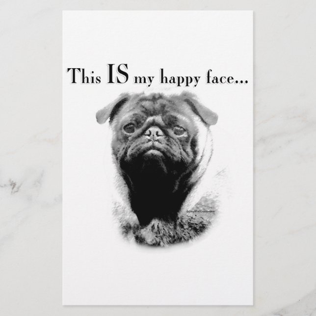 Papelaria Pug Happy Face (Frente)