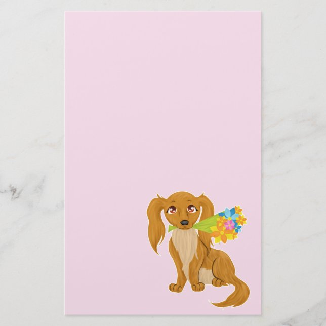 Papelaria Puppy com Buquê de Flor (Frente)