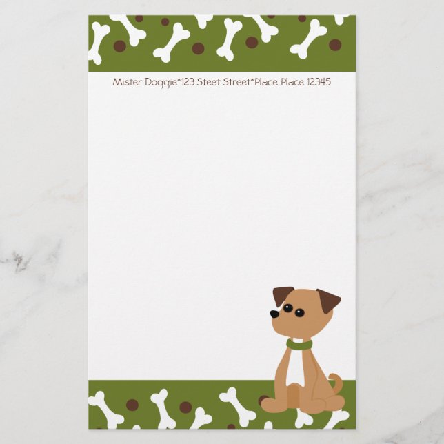 Papelaria Puppy Doggie em verde (Frente)