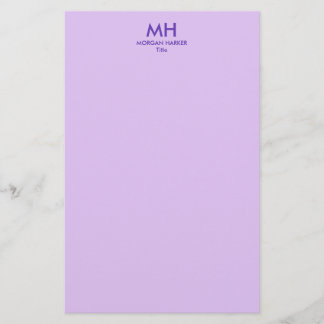 Papelaria Purple Lilac Minimal Clean Initials