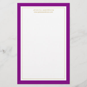 Papelaria Púrpura Elegante E Feminina Dourada Personalizada
