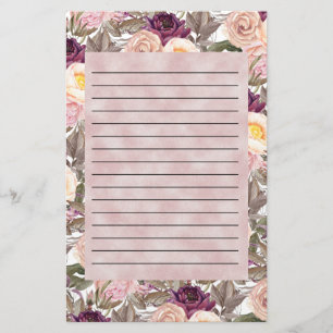 Papelaria Púrpura Rosa Elegante Vinculada