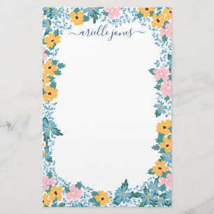 Papelaria Quadro Bonito de Flor Azul Amarelo