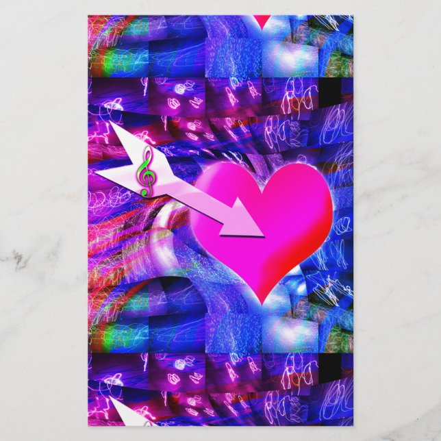 Papelaria Quando a Seta de Música é direcionada ao coração (Frente)