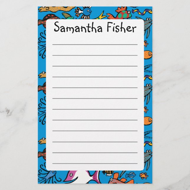 Papelaria Quantos peixes diferentes pode você ver? (Frente)