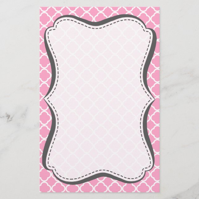 Papelaria Quatrefoil Cor-de-rosa (Frente)
